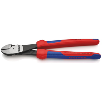 Knipex Kraft-Seitenschneider, mit Mehrkomponenten-Hüllen, schwarz atramentiert 250 mm, Art.Nr. 74 02 250