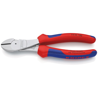 Knipex Kraft-Seitenschneider, mit Mehrkomponenten-Hüllen, verchromt 180 mm