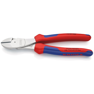 Knipex Kraft-Seitenschneider, mit Mehrkomponenten-Hüllen, verchromt 200 mm