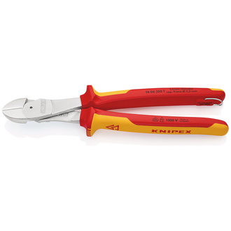 Knipex Kraft-Seitenschneider isoliert mit Mehrkomponenten-Hüllen, VDE-geprüft, mit integrierter isolierter Befestigungsöse, Art.Nr. 74 06 250 T