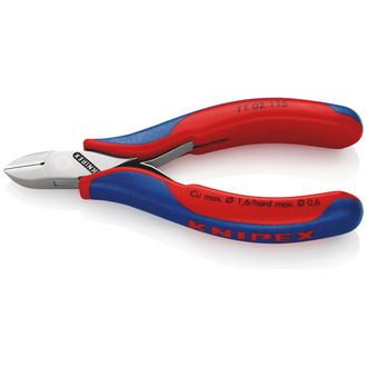 Knipex Elektronik-Seitenschneider, mit Mehrkomponenten-Hüllen, 115 mm, Art.Nr. 77 02 115