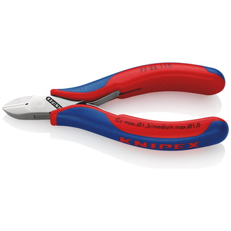 Knipex Elektronik-Seitenschneider, mit Mehrkomponenten-Hüllen, 115 mm, Art.Nr. 77 22 115