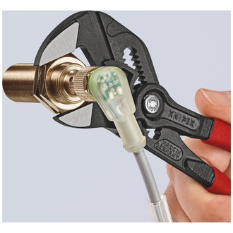 Knipex Zangenschlüssel Zange und Schraubenschlüssel in einem Werkzeug mit Kunststoff überzogen grau atramentiert 180 mm (SB-Karte/Blister)