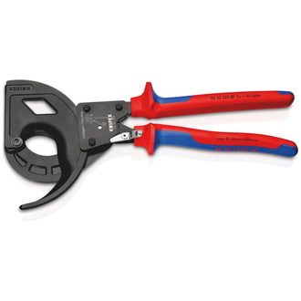 Knipex Kabelschneider (Ratschenprinzip, Dreigang), mit Mehrkomponenten-Hüllen, schwarz atramentiert 320 mm