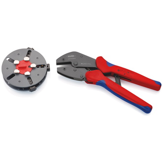 Knipex MultiCrimp Crimpzange mit Wechselmagazin, mit Mehrkomponenten-Hüllen, brüniert, 250 mm, 0,25?-?6,0 mm²