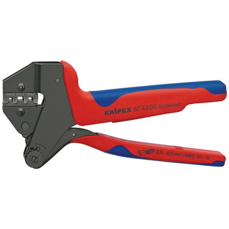 Knipex Crimp-Systemzange für auswechselbare Crimpeinsätze, mit Mehrkomponenten-Hüllen, brüniert, 200 mm, Art.Nr. 97 43 05