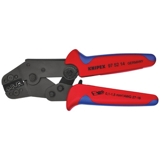 Knipex Crimpzange kurze Bauform, mit Mehrkomponenten-Hüllen, brüniert, 195 mm, 4 Nester