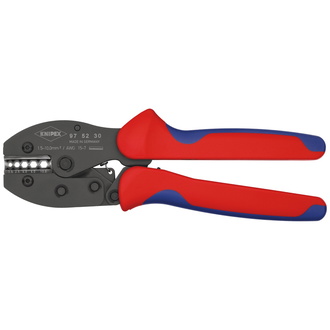 Knipex PreciForce Crimpzange, mit Mehrkomponenten-Hüllen, brüniert, 220 mm, Hexagonal-Crimp