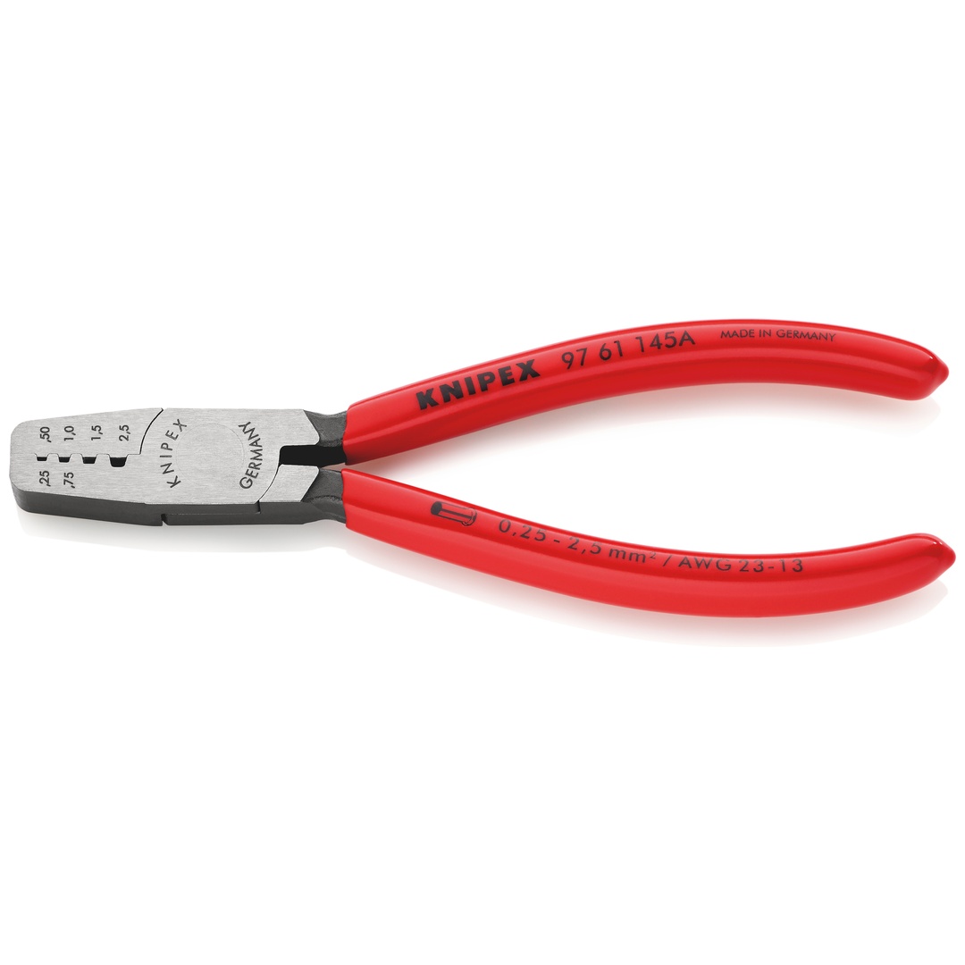 Knipex Crimpzange für Aderendhülsen mit Kunststoff überzogen 145 mm, Art.Nr. 97 61 145 A
