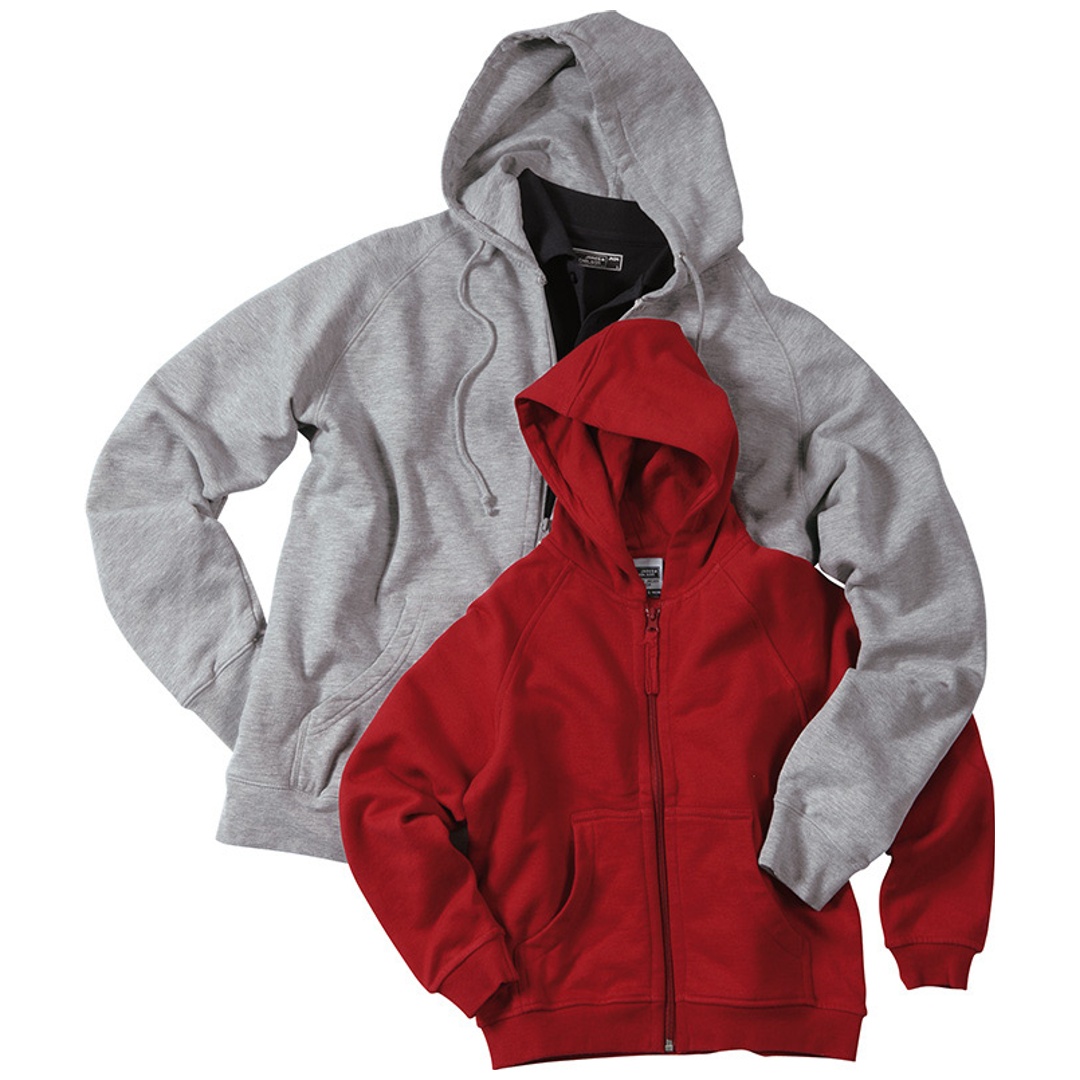 James & Nicholson Kapuzenjacke aus French-Terry JN059 Gr. M red