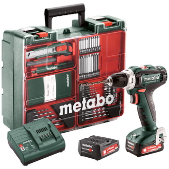 Metabo Akku-Bohrschrauber PowerMaxx BS 12 Mobile Werkstatt, Kunststoffkoffer, 12V 2x2Ah Li-Power + SC 30