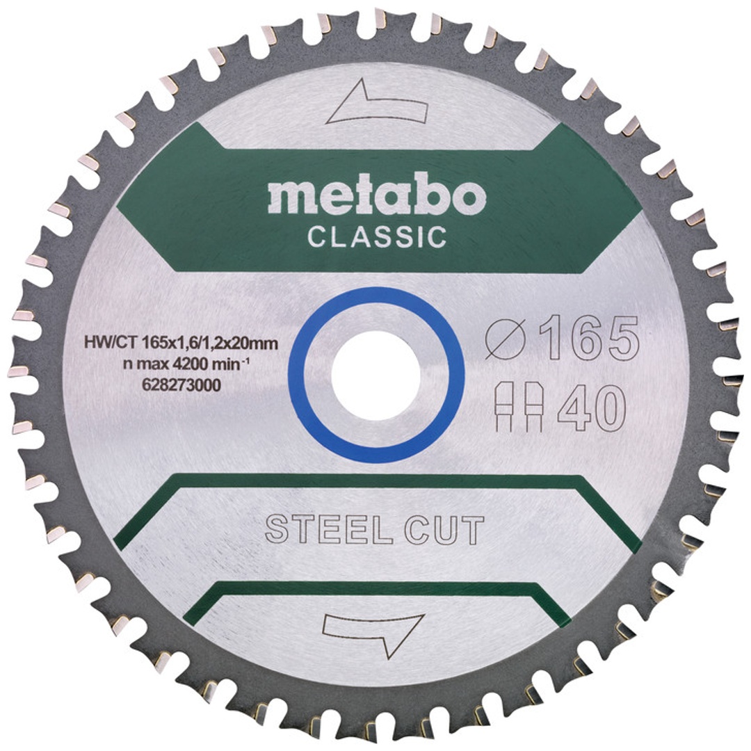 Metabo Sägeblatt steel cut/sandwich panel - classic,165x20 Z40 FZ/FA 4°
