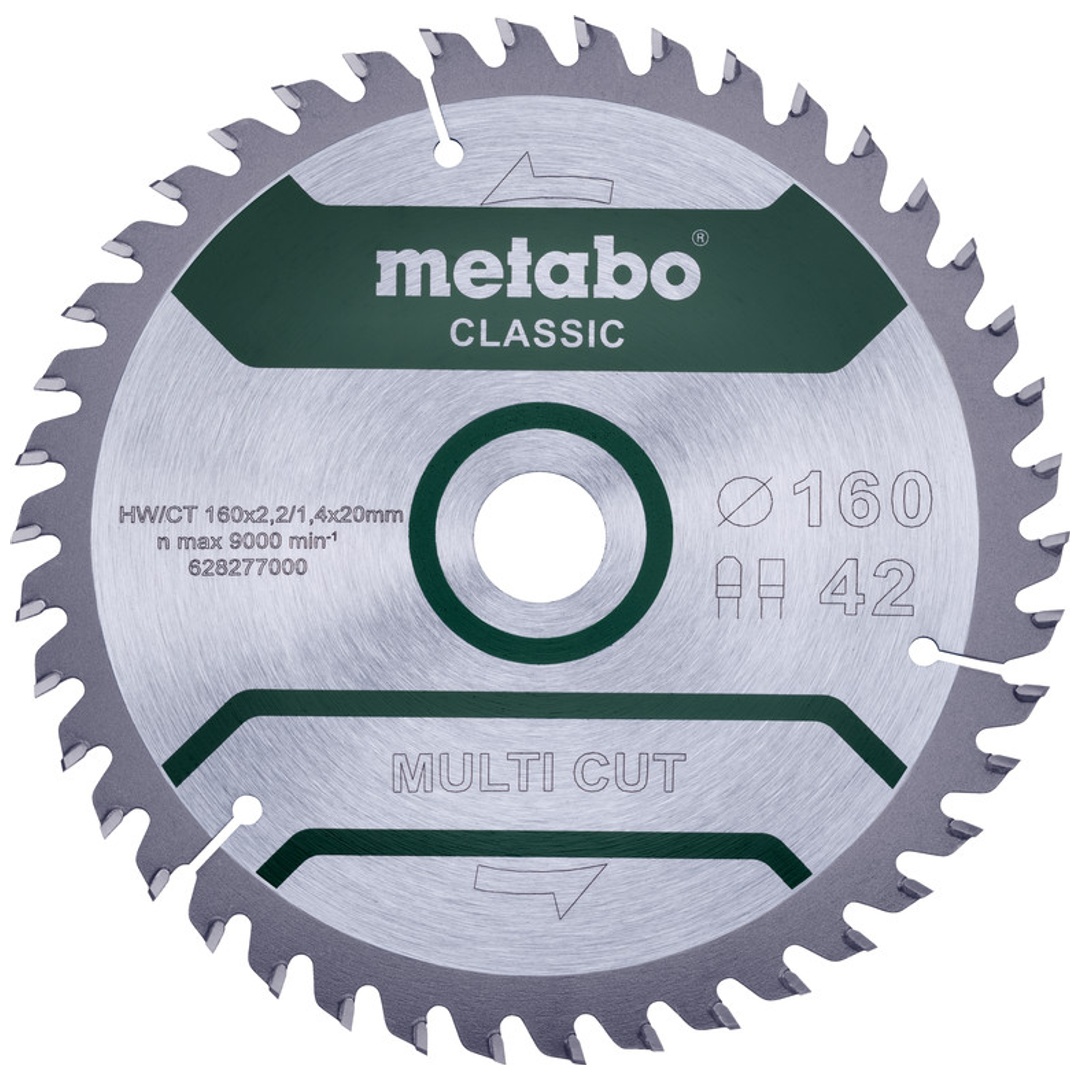 Metabo Sägeblatt multi cut - classic, 160x20 Z42 FZ/TZ 5°
