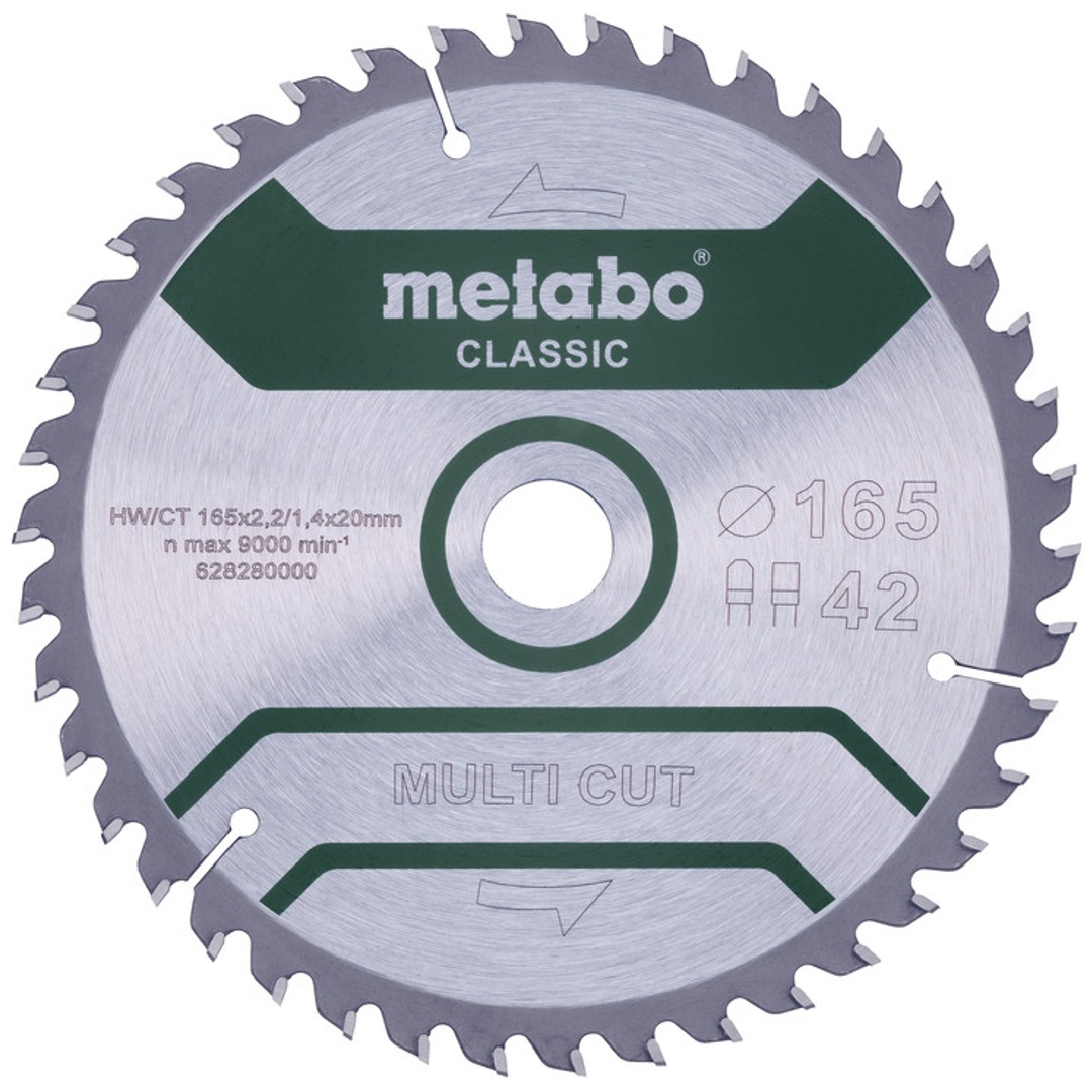 Metabo Sägeblatt multi cut - classic, 165x20 Z42 FZ/TZ 5°
