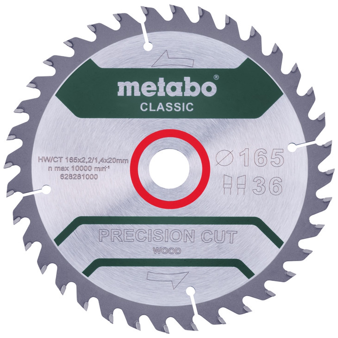 Metabo Sägeblatt precision cut wood - classic, 165x20 Z36 WZ 15°