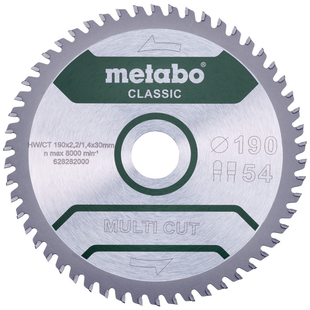 Metabo Sägeblatt multi cut - classic, 190x30 Z54 FZ/TZ 5° /B