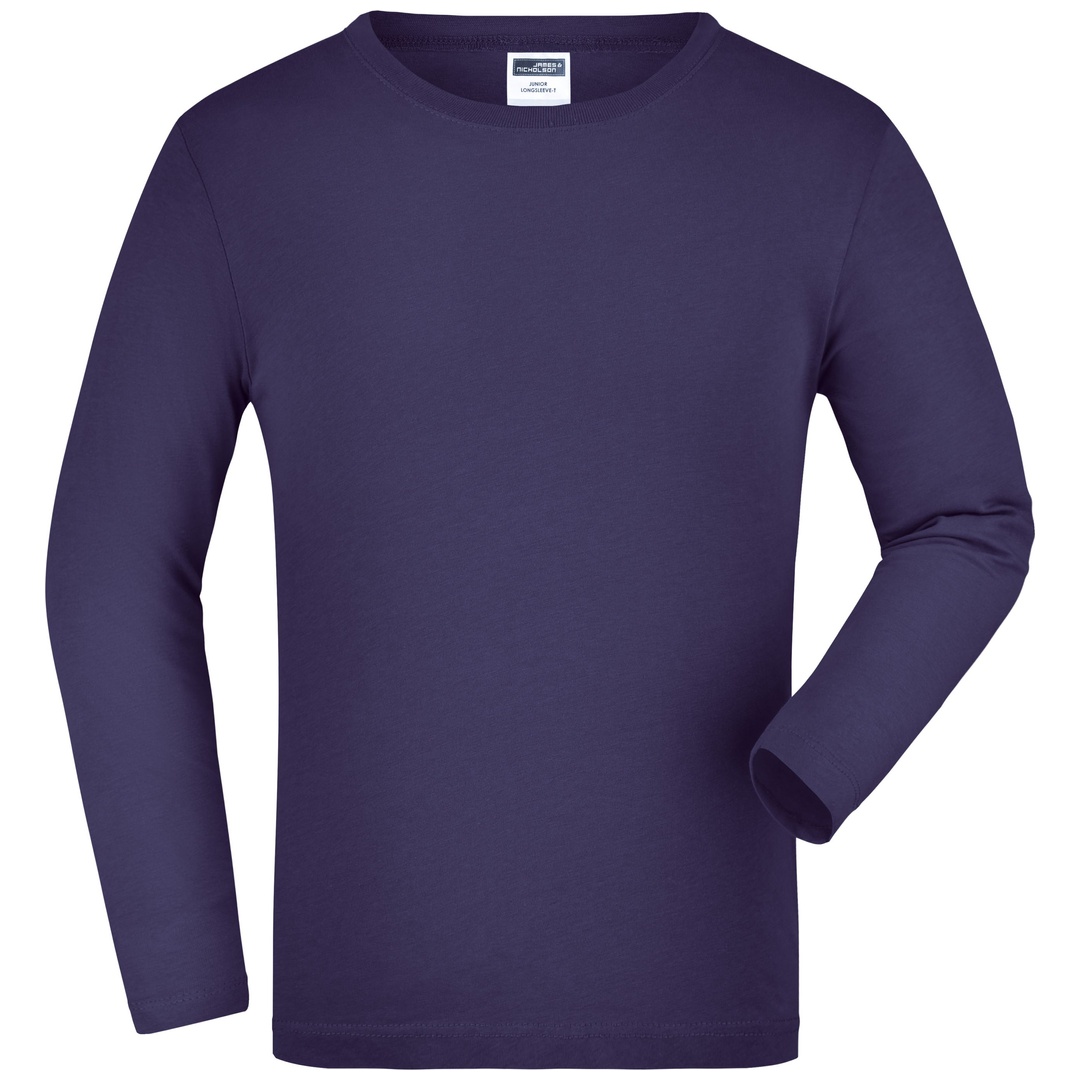 James & Nicholson Langarmshirt Kinder JN913K Gr. XS-104 aubergine