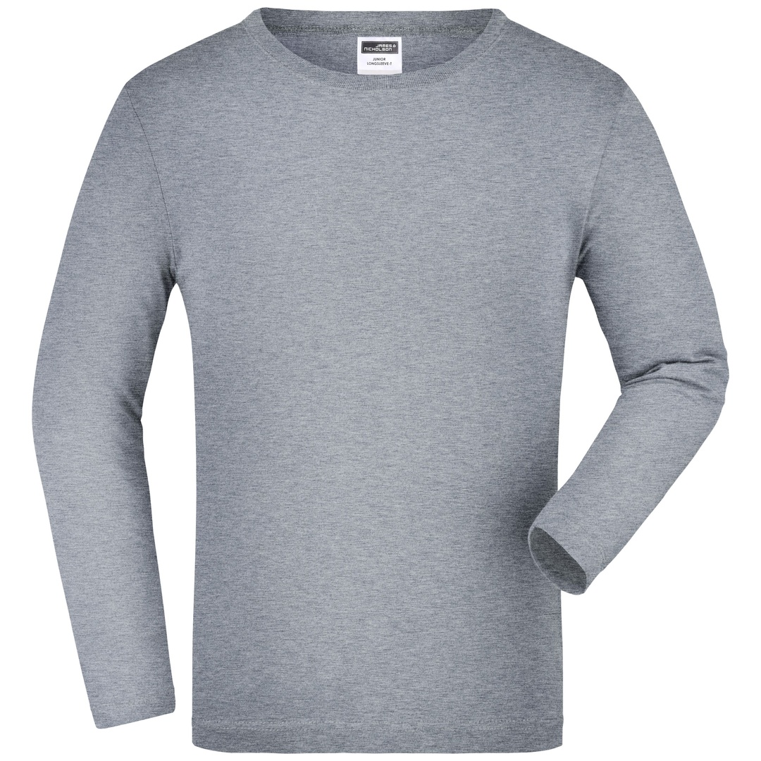 James & Nicholson Langarmshirt Kinder JN913K Gr. XL-152 grey-heather