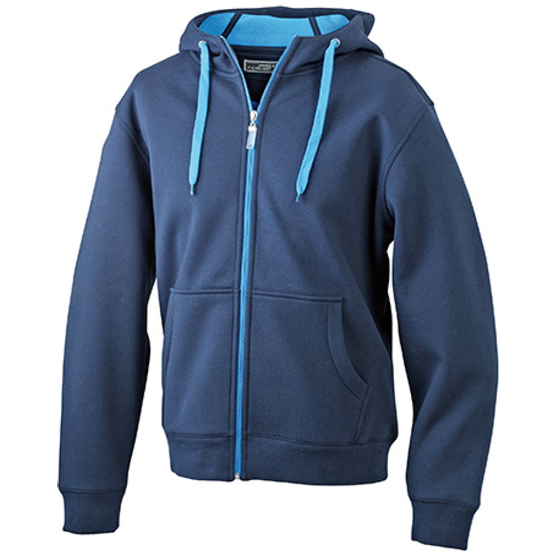 James & Nicholson Damenjacke JN354 mit Kapuze Gr. M navy/aqua