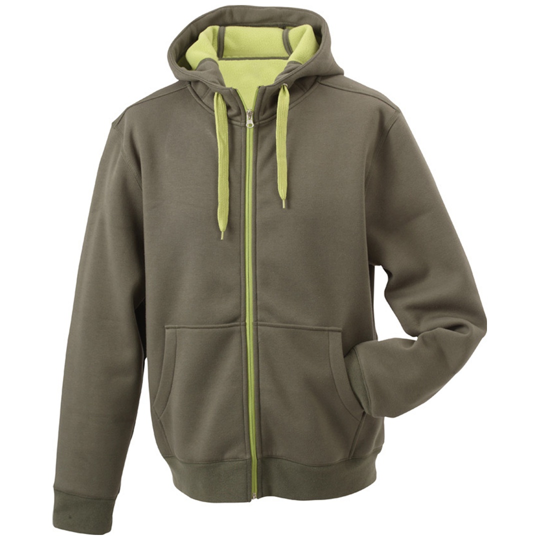 James & Nicholson Herrenjacke JN355 mit Kapuze Gr. S olive/lime-green