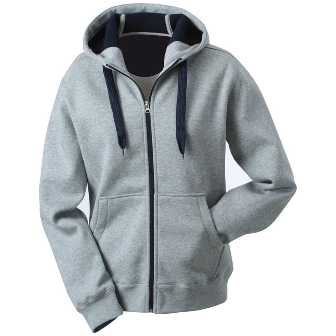 James & Nicholson Damenjacke JN354 mit Kapuze Gr. L sports-grey/navy