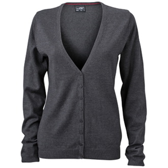 James & Nicholson Klassische Baumwoll-Strickjacke JN660 Gr. XS anthracite melange