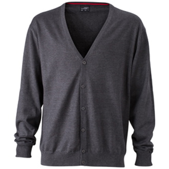 James & Nicholson Mens V-Neck Cardigan JN661 Gr. M anthracite-melange