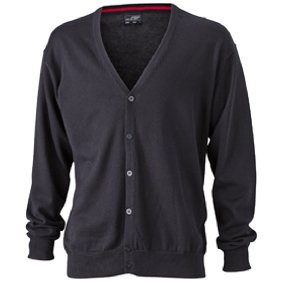 James & Nicholson Mens V-Neck Cardigan JN661 Gr. S black