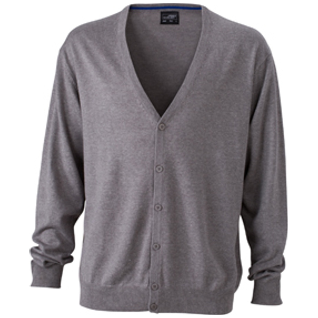 James & Nicholson Mens V-Neck Cardigan JN661 Gr. 3XL grey-heather