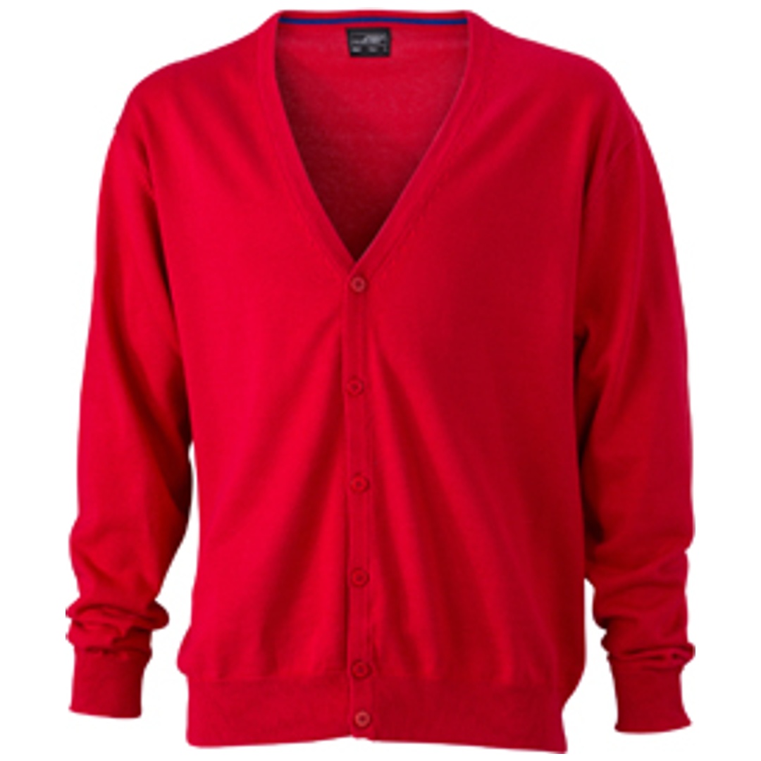 James & Nicholson Mens V-Neck Cardigan JN661 Gr. 3XL red