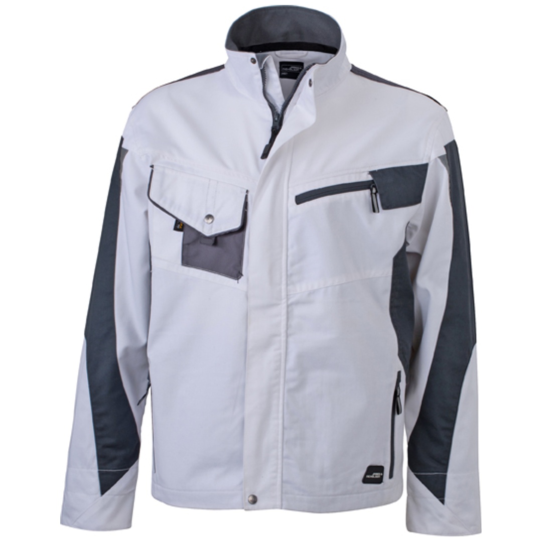 James & Nicholson Arbeitsjacke JN821 Gr. S weiß/grau