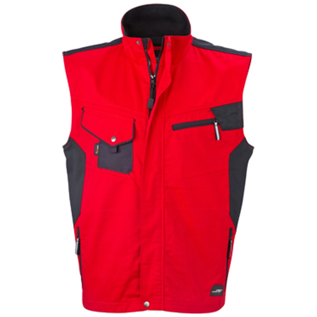 James & Nicholson Workwear Weste JN822 Gr. L red/black