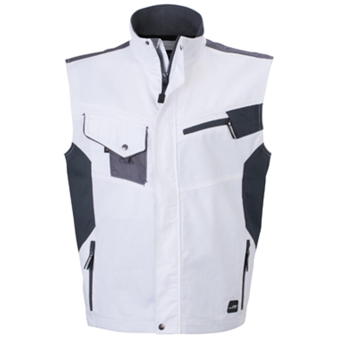 James & Nicholson Workwear Weste JN822 Gr. 3XL white/carbon