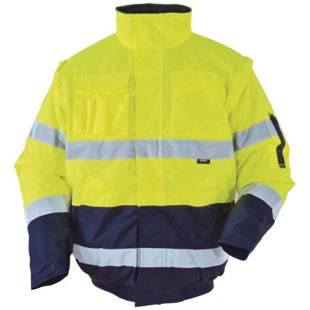 Triuso Vizwell Warnschutz-Pilotenjacke 2 in 1, atmungsaktiv, wind- und wasserdicht VW60BY Gr. L gelb