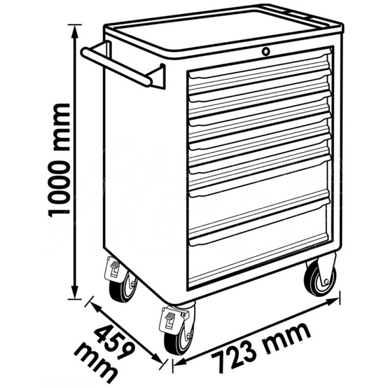 VIGOR Werkstattwagen Series&nbsp;L, mit Sortiment und Aufsatzkoffer, Anzahl Werkzeuge - 2