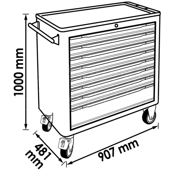 VIGOR Werkstattwagen Series&nbsp;XL, Kunststoff-Arbeitsplatte, leer, L x B x H: 919 - 3
