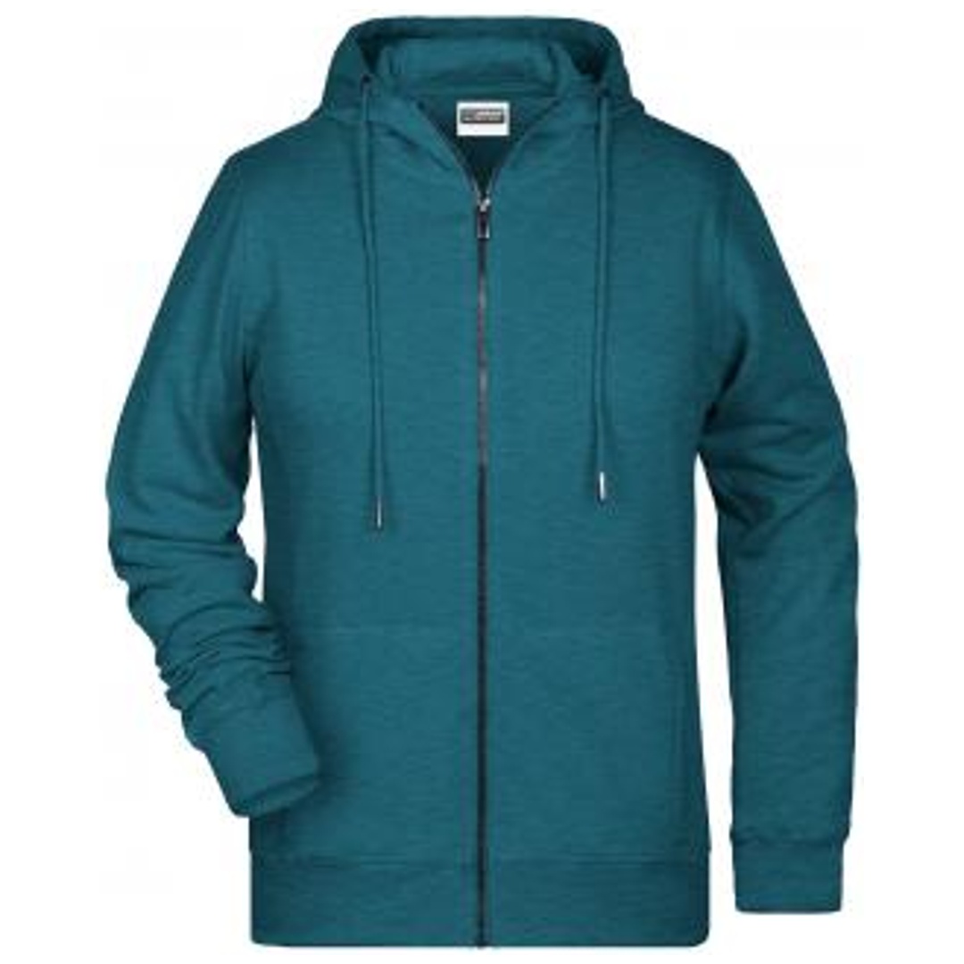James & Nicholson Damen Sweat-Jacke mit Kapuze 8025 Gr. 3XL petrol-melange