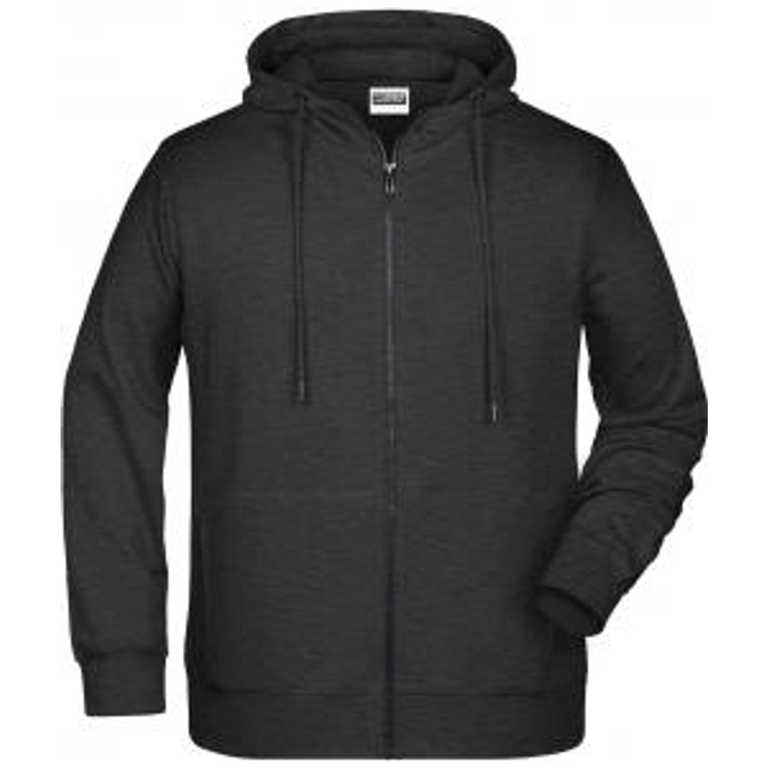 James & Nicholson Herren Sweat-Jacke mit Kapuze und Reißverschluss 8026 Gr. L black-heather