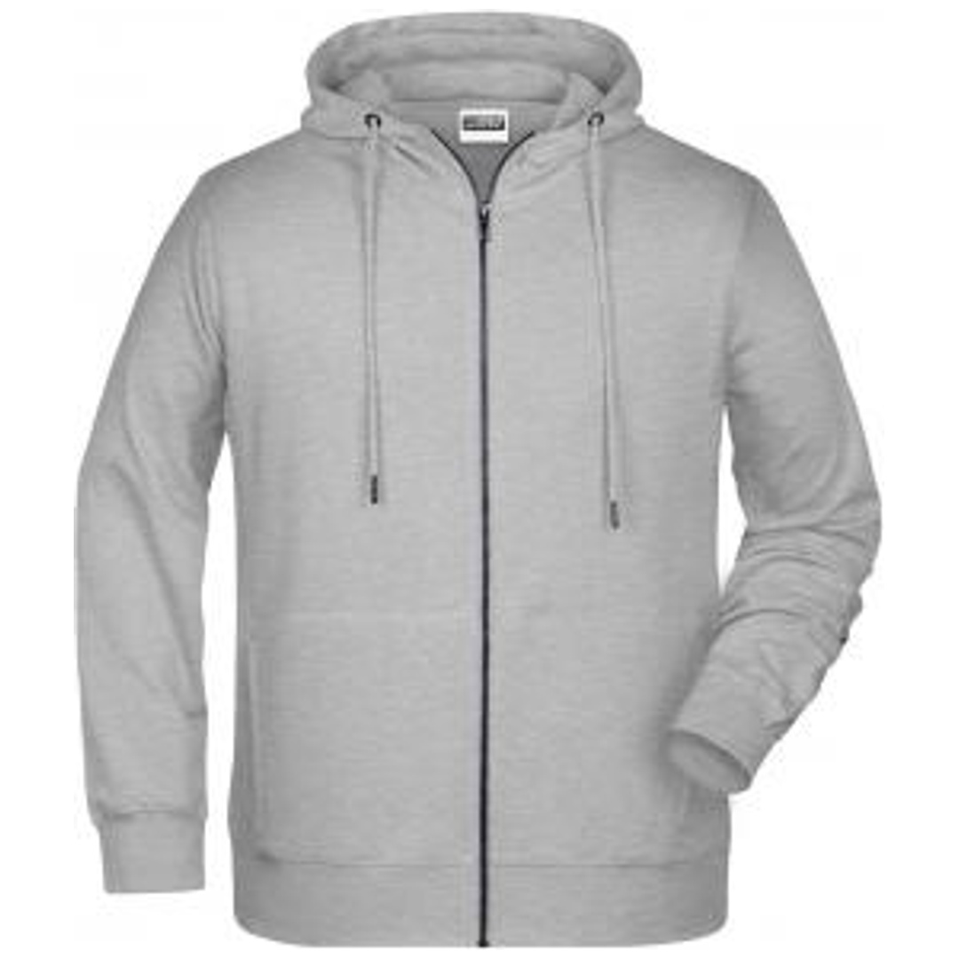 James & Nicholson Herren Sweat-Jacke mit Kapuze und Reißverschluss 8026 Gr. L grey-heather