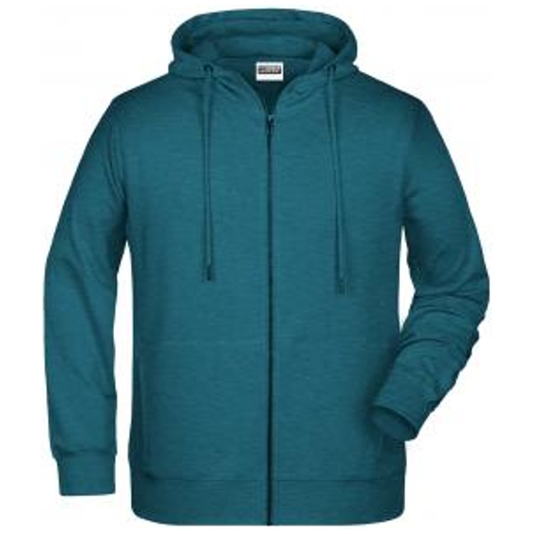 James & Nicholson Herren Sweat-Jacke mit Kapuze und Reißverschluss 8026 Gr. M petrol-melange
