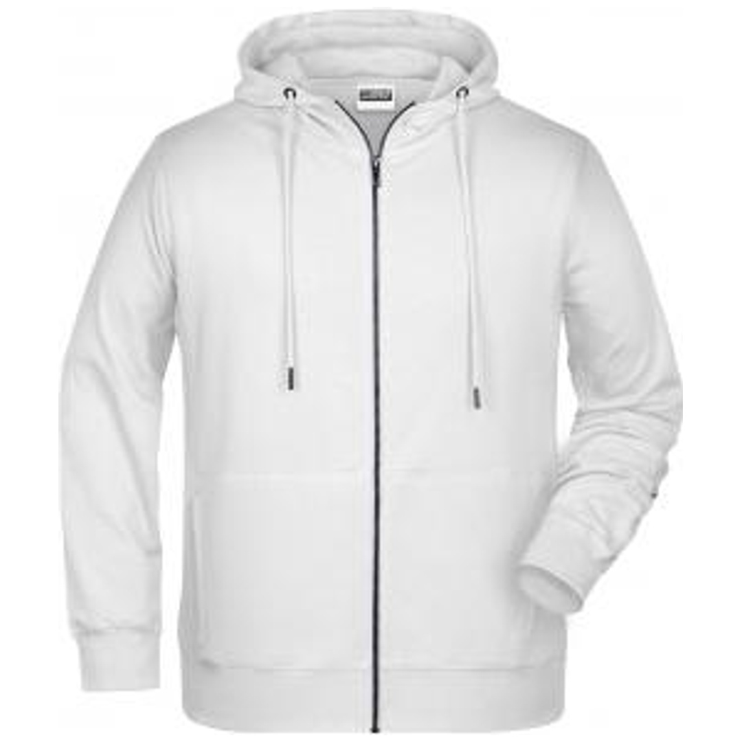James & Nicholson Herren Sweat-Jacke mit Kapuze und Reißverschluss 8026 Gr. 4XL white