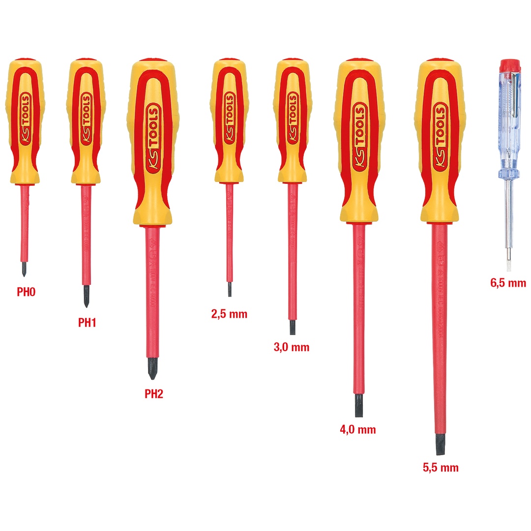 KS Tools ERGOTORQUE VDE Schraubendreher-Satz, PH+Schlitz, 8-tlg