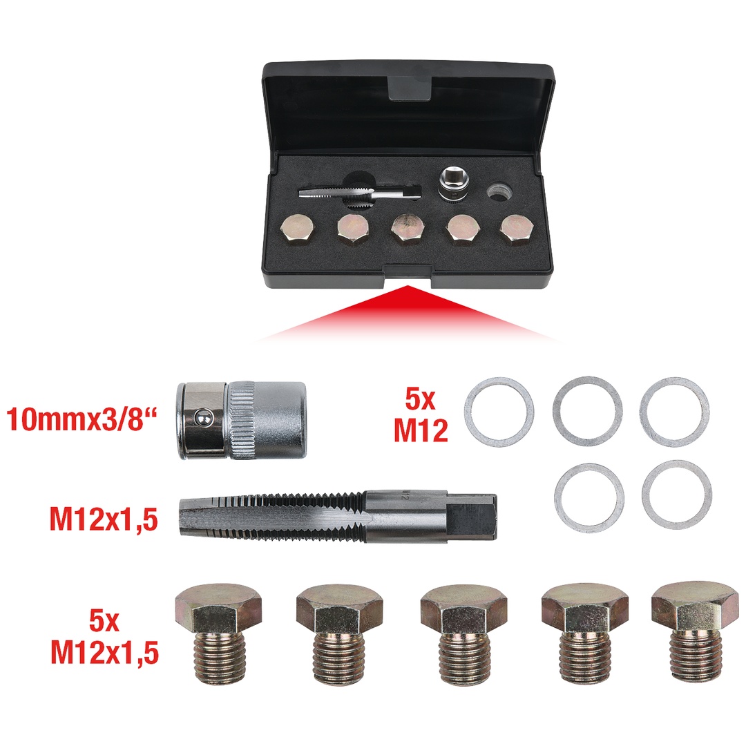 KS Tools Ölablassschrauben-Gewindereparatur-Satz, 12-tlg M12 x 1,5