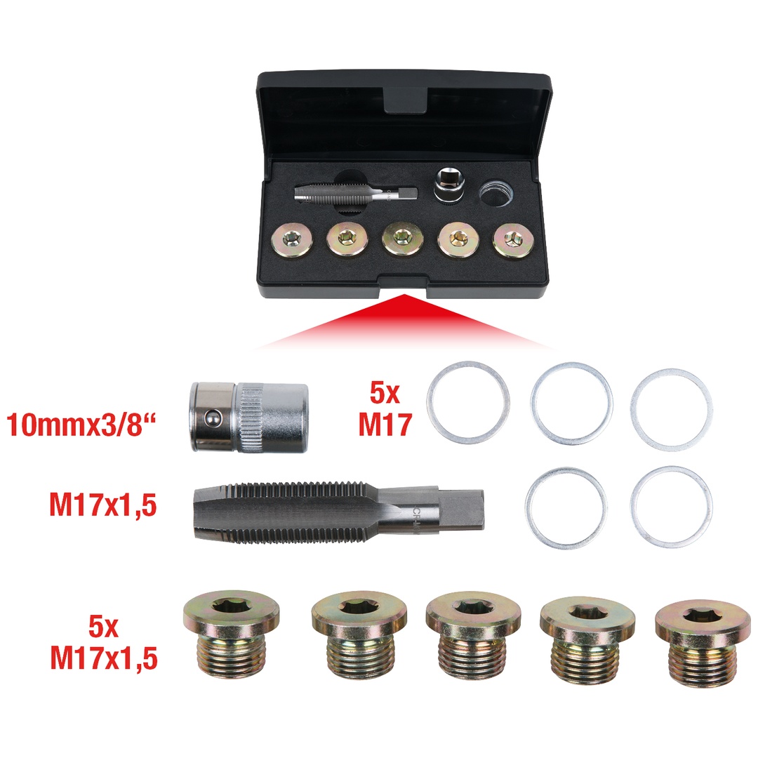 KS Tools Ölablassschrauben-Gewindereparatur-Satz, 12-tlg M17 x 1,5