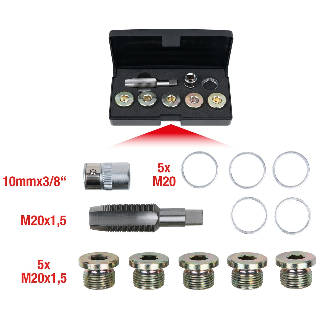 KS Tools Ölablassschrauben-Gewindereparatur-Satz, 12-tlg M20 x 1,5