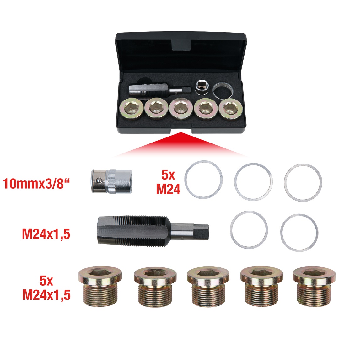 KS Tools Ölablassschrauben-Gewindereparatur-Satz, 12-tlg M24 x 1,5