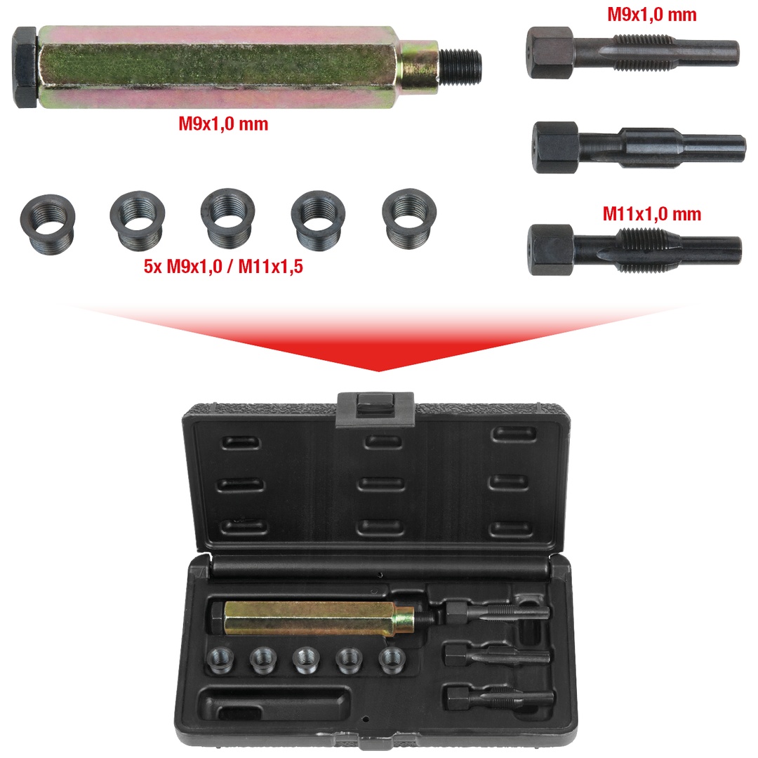 KS Tools THREADfix Reparatur-Satz M9x1 f.Glühkerzen,9-tlg