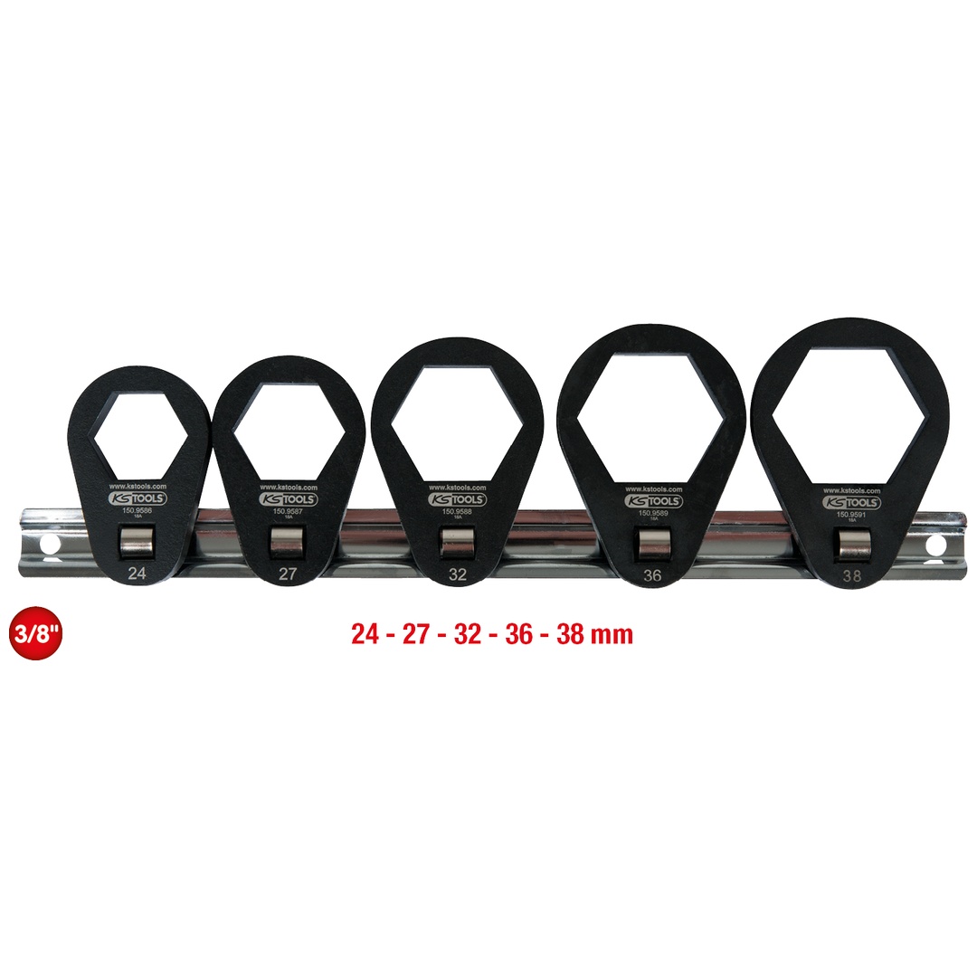 KS Tools 3/8 Einsteck-Ringschlüssel-Satz, extra flach, 5-tlg