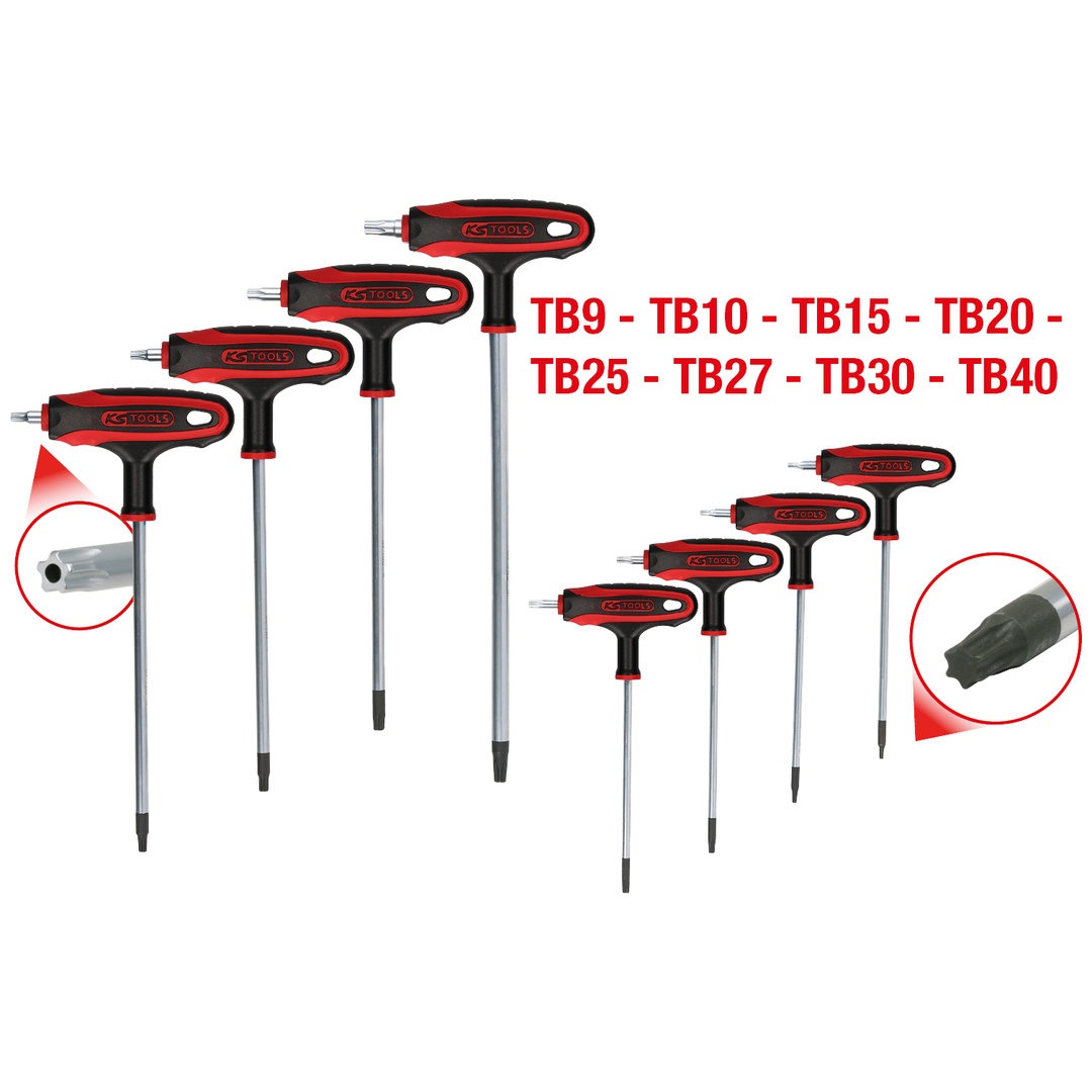KS Tools T-Griff-TX-Winkelstiftschlüssel-Satz, 8-tlgBohrung