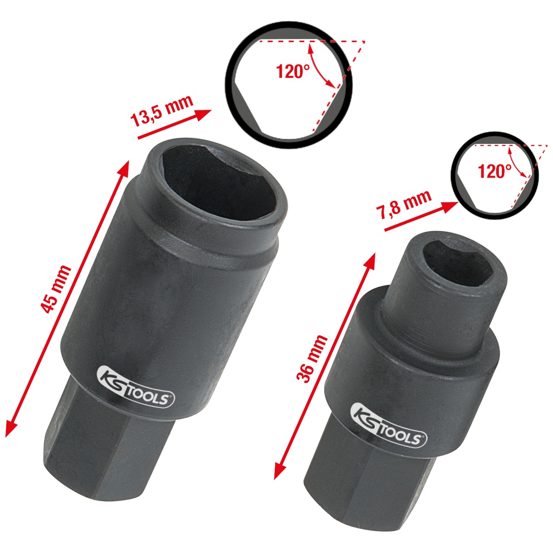 KS Tools Bosch-Einspritzpumpen-Stecknuss-Satz, 2-tlg.